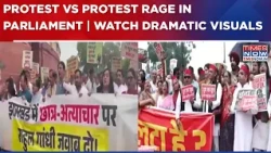 Faceoff Outside Parliament As NDA MPs, Oppn Leaders Stage Protest; Who's Stalling 'Sansad Samwaad'?