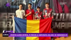 Gloria Bistrița athletes on the podium at the WT Balkan Taekwondo Championship