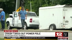 Crash causes downed power line, lane closures on Mountain Road