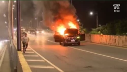 Car catches fire following apparent mechanical failure