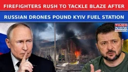 Russia Hammers Kyiv: Firefighters Battle Blaze After Moscow's Deadly Drone Strike On Fuel Station