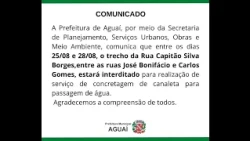 AGUAÍ: TRECHO DE RUA INTERDITADA PARA OBRAS