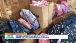 Ghiozdane complet echipate pentru peste 100 de copii din Parohia Pleașa, județul Prahova