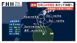台風24号が発生　あさって沖縄に接近し秋雨前線を刺激　豪雨被害の北陸で再び警報級大雨の恐れ（2026年09月01日）