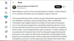 AG Murrill responds to 16-count indictment in public intimidation case