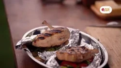 Stuffed Pork Chop, Chicken Breast with Dried Apricots, and Vegetable Packets | On the Grill