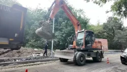 Road on Neftevetka Street in Vladivostok being prepared for paving