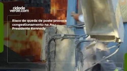 Risk of utility pole collapse causes traffic congestion on Av. Presidente Kennedy