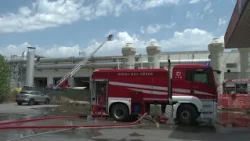 Fire at the Saliceti biodigester construction site: untreated wood material on fire 07/25/2026