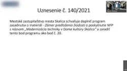 Záznam zasadnutia Mestského zastupiteľstva v Skalici 13.10.2021