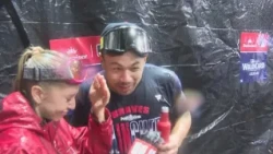 Drake Baldwin reacts to Wild Card Series win