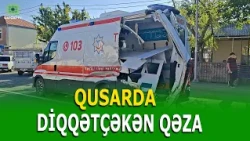 QUSARDA TƏCİLİ YARDIM MAŞINI QƏZAYA DÜŞDÜ