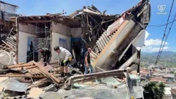 Report from Santander Avenue in Manizales, where damage is evident in several locations.