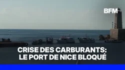 Fishermen block the entrance to the port of Nice to protest against fuel prices
