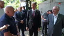 Badra Gunba inspects the new administration building in the village of Bagmaran