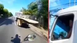 Motorcyclist records truck driver disregarding pedestrian crossing in Managua