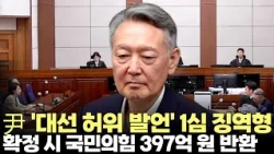 '대선 허위발언' 윤석열, 1심 징역 1년 6개월·집행유예 3년...확정 시 397억원 반환 #서울중앙지법 #제주방송