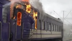 Russian drone hits train near Ukraine-Poland border shortly after European officials passed through