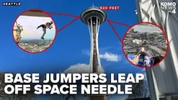 BASE jumpers who parachuted off Space Needle observation deck shock with viral stunt