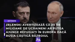 Zelensk: 20 de milioane de ucraineni ar putea ajunge refugiați în Europa dacă Rusia câștigă războiul