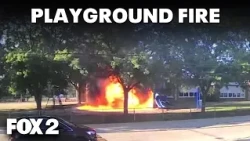 Metro Detroit playground fire caught on camera