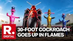 Delhi Burns 30-Foot Cockroach Effigy Along With Ravana on Dussehra at DDA Ground