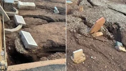 Tombstones displaced, graves damaged as flooding impacts Wanship Cemetery