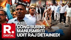 BREAKING: Congress Burns Manusmriti Copies Outside RSS HQ Over Rahul Gandhi FIR; Udit Raj Detained