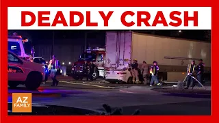 1 killed after car slams into semi-truck in west Phoenix