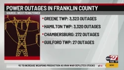 Thousands without power in Franklin County Sunday night