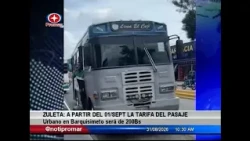 Zuleta: Starting Sept 1st, the urban transit fare in Barquisimeto will be 200Bs