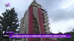 The church in the center of Năsăud, undergoing restoration