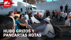 Tense moments during today's blockade on the Mexico-Toluca highway