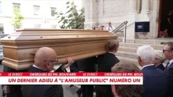 Footage of Philippe Bouvard's casket entering the church in Cannes