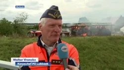 Four cows perish in fire at warehouse on Katspoelstraat in Bierbeek, large plume of smoke visible...