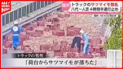 Sweet potatoes spill across Kyushu Expressway after truck doors fly open, causing 4.5-hour road c...
