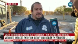 Fuerte choque en la zona sur: Un auto quedó destruido tras el impacto