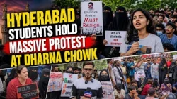 Hyderabad Students Protest at Dharna Chowk Against Centre