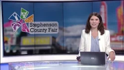 Derek Bayne talks with Kate Boyer at the Stephenson Co. Fair