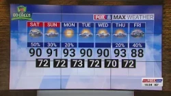 50% chance of rain Saturday; high of 90