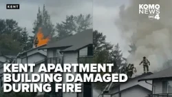 Kent apartment building heavily damaged during fire, residents rescued from balcony