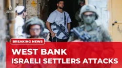 Dozens of settlers escorted by Israeli forces have attacked Palestinians north of Ramallah