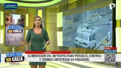 Metropolitano feeder bus swerves and crashes into Comas bus stop