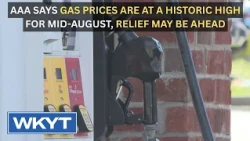 AAA says gas prices are at a historic high for mid-August, but relief may be ahead