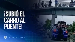 Unbelievable! Driver tried to drive a car onto a pedestrian bridge in Bogotá