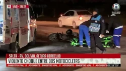 Violento choque entre dos motocicletas en Av. Bolivia: Una mujer fue hospitalizada