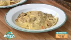 Fish ravioli with seafood cream sauce
