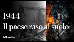 L'antico rito del carnevale nel paese raso al suolo per un film di guerra