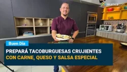 Make crispy taco burgers with beef, cheese, and special sauce