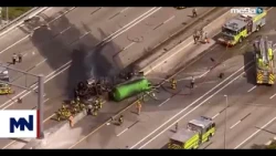 "Mega News" Semi-truck catches fire on the Turnpike.